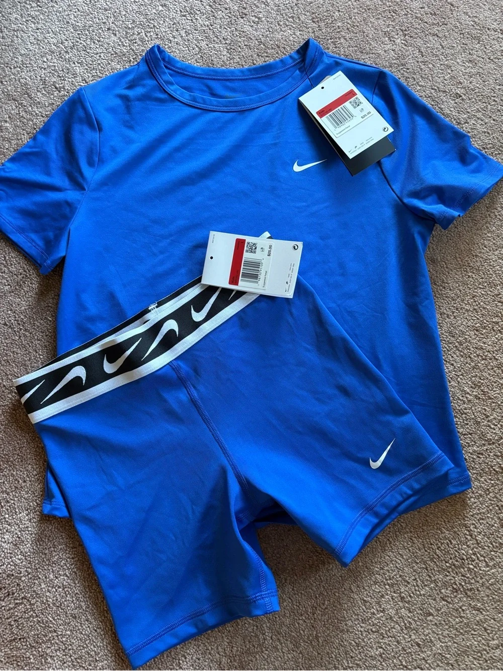 Nike Kids Girls tshirt volleyball athletic tight shorts sports size large NWT